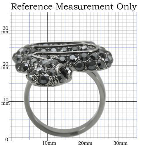 0W282 - Ruthenium Brass Ring with Top Grade Crystal  in Jet-1