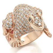 0W283 - Rose Gold Brass Ring with AAA Grade CZ  in Jet-0