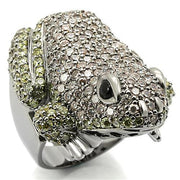 0W284 - Ruthenium Brass Ring with AAA Grade CZ  in Multi Color-0