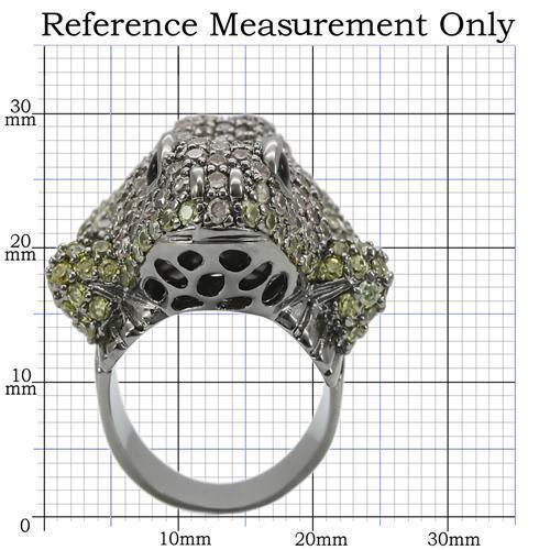 0W284 - Ruthenium Brass Ring with AAA Grade CZ  in Multi Color-1