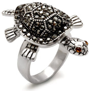 0W285 - Rhodium Brass Ring with Top Grade Crystal  in Multi Color-0