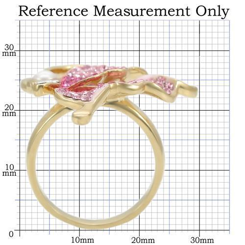 0W289 - Gold Brass Ring with Top Grade Crystal  in Multi Color-1