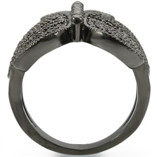 0W290 - Ruthenium Brass Ring with AAA Grade CZ  in Champagne-4