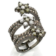 0W293 - Ruthenium Brass Ring with AAA Grade CZ  in Multi Color-0