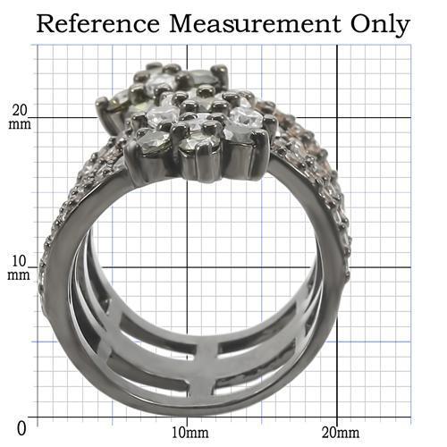 0W293 - Ruthenium Brass Ring with AAA Grade CZ  in Multi Color-1
