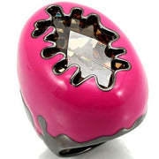 0W309 - Ruthenium Brass Ring with AAA Grade CZ  in Champagne-0