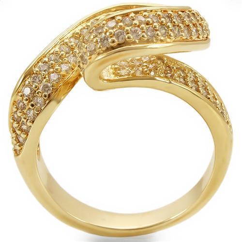 0W317 - Gold Brass Ring with AAA Grade CZ  in Clear-4