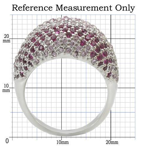 0W322 - Rhodium Brass Ring with AAA Grade CZ  in Multi Color-1