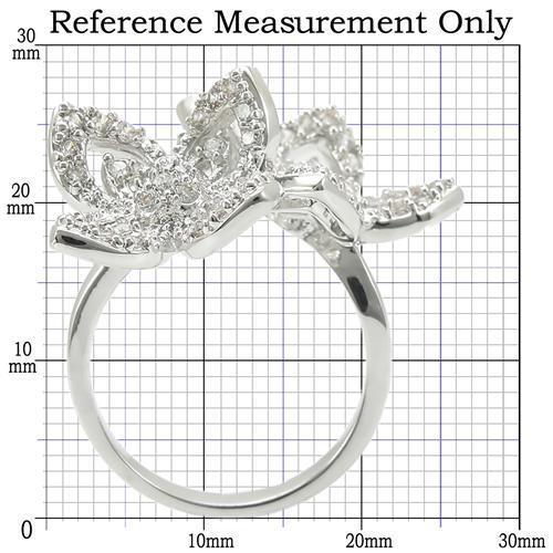 0W336 - Rhodium Brass Ring with AAA Grade CZ  in Clear-1