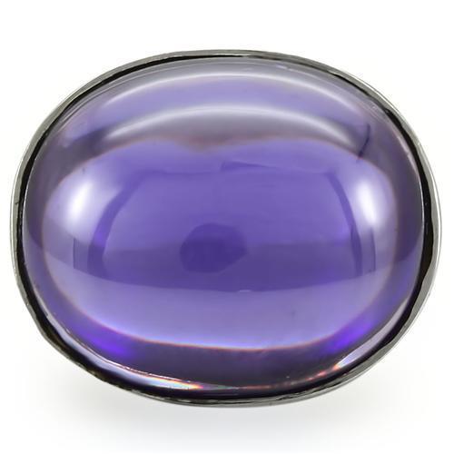 0W345 - Rhodium Brass Ring with Genuine Stone  in Amethyst-2