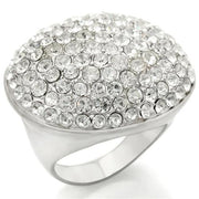 0W348 - Rhodium+Brushed Brass Ring with Top Grade Crystal  in Clear-0