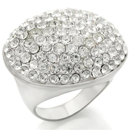 0W348 - Rhodium+Brushed Brass Ring with Top Grade Crystal  in Clear-0
