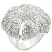 0W349 - Rhodium Brass Ring with AAA Grade CZ  in Clear-0