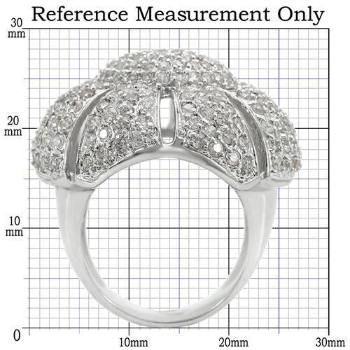 0W349 - Rhodium Brass Ring with AAA Grade CZ  in Clear-1