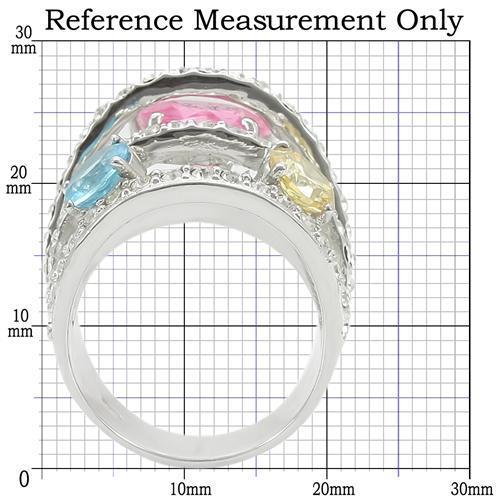 0W350 - Rhodium Brass Ring with AAA Grade CZ  in Rose-1