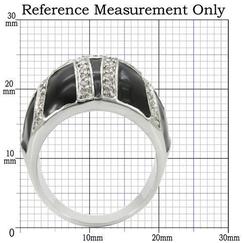 0W355 - Rhodium Brass Ring with AAA Grade CZ  in Clear-1