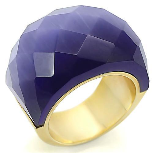 0W366 - Gold Brass Ring with Semi-Precious Cat Eye in Montana-0