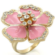 0W376 - Gold Brass Ring with Top Grade Crystal  in Clear-0