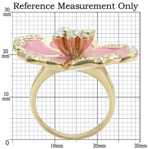0W376 - Gold Brass Ring with Top Grade Crystal  in Clear-1