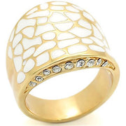 0W379 - Gold Brass Ring with Top Grade Crystal  in Clear-0
