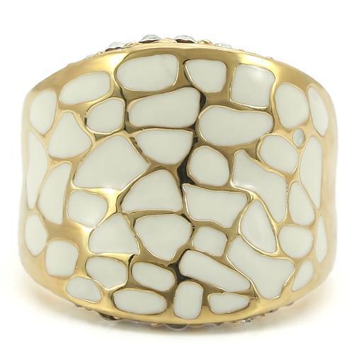 0W379 - Gold Brass Ring with Top Grade Crystal  in Clear-2
