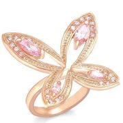 0W381 - Rose Gold Brass Ring with AAA Grade CZ  in Rose-0
