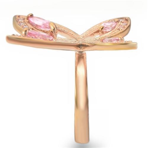 0W381 - Rose Gold Brass Ring with AAA Grade CZ  in Rose-4