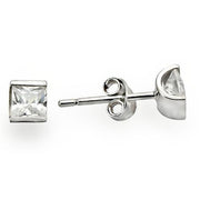 0W388 - Rhodium 925 Sterling Silver Earrings with AAA Grade CZ  in Clear-0