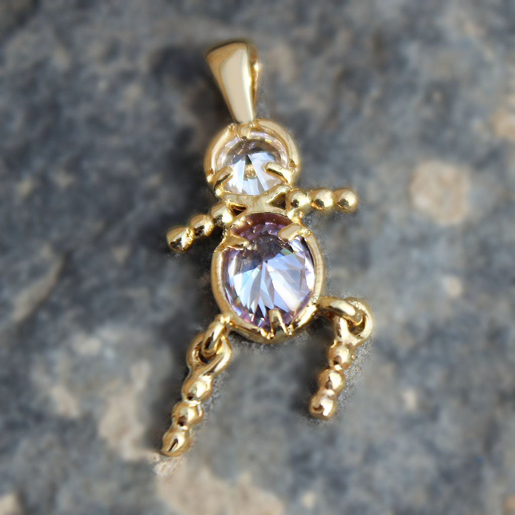 LOA1381 - Gold Plating Brass Pendant with AAA CZ in Light Amethyst-1