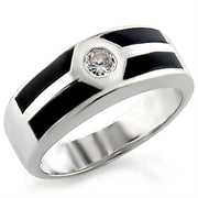 14034 - Rhodium Brass Ring with AAA Grade CZ  in Clear-0
