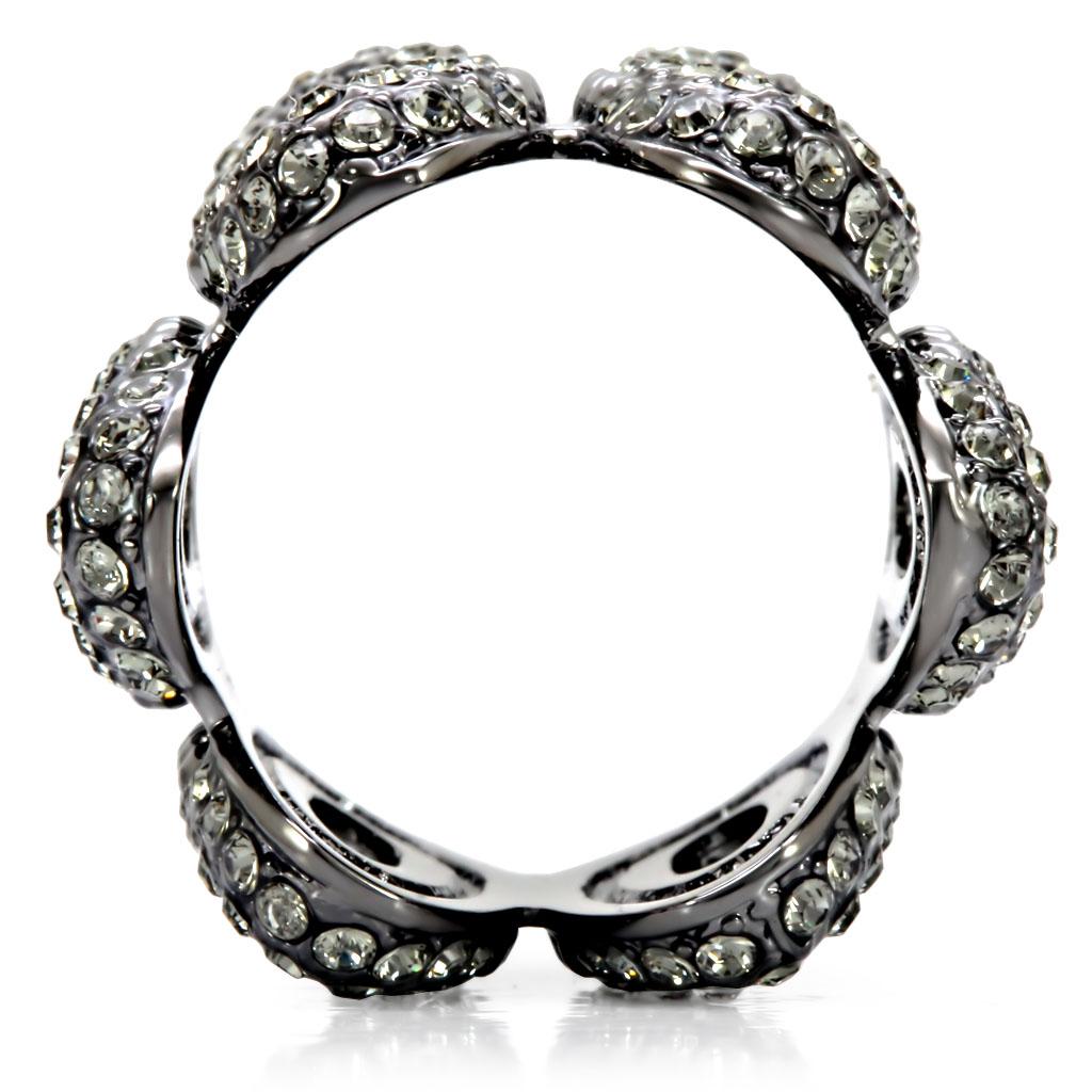 1W033 - Ruthenium Brass Ring with Top Grade Crystal  in Black Diamond-3