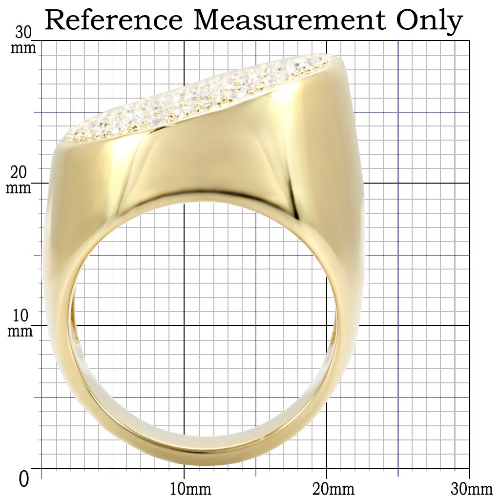 1W034 - Gold Brass Ring with Top Grade Crystal  in Clear-1