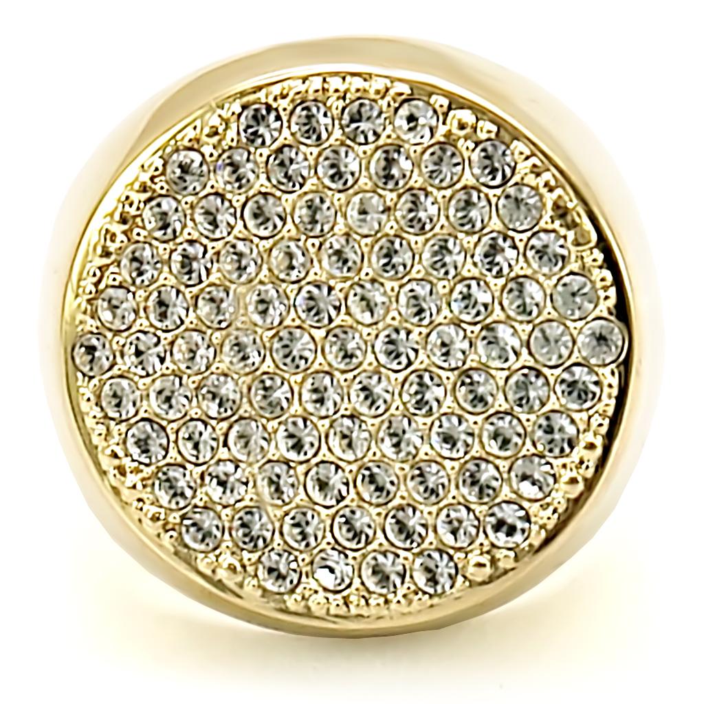 1W034 - Gold Brass Ring with Top Grade Crystal  in Clear-2
