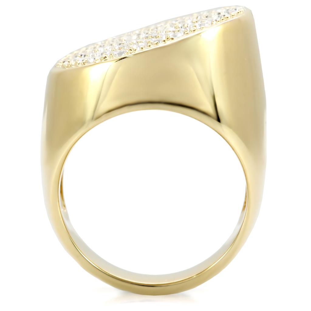 1W034 - Gold Brass Ring with Top Grade Crystal  in Clear-3