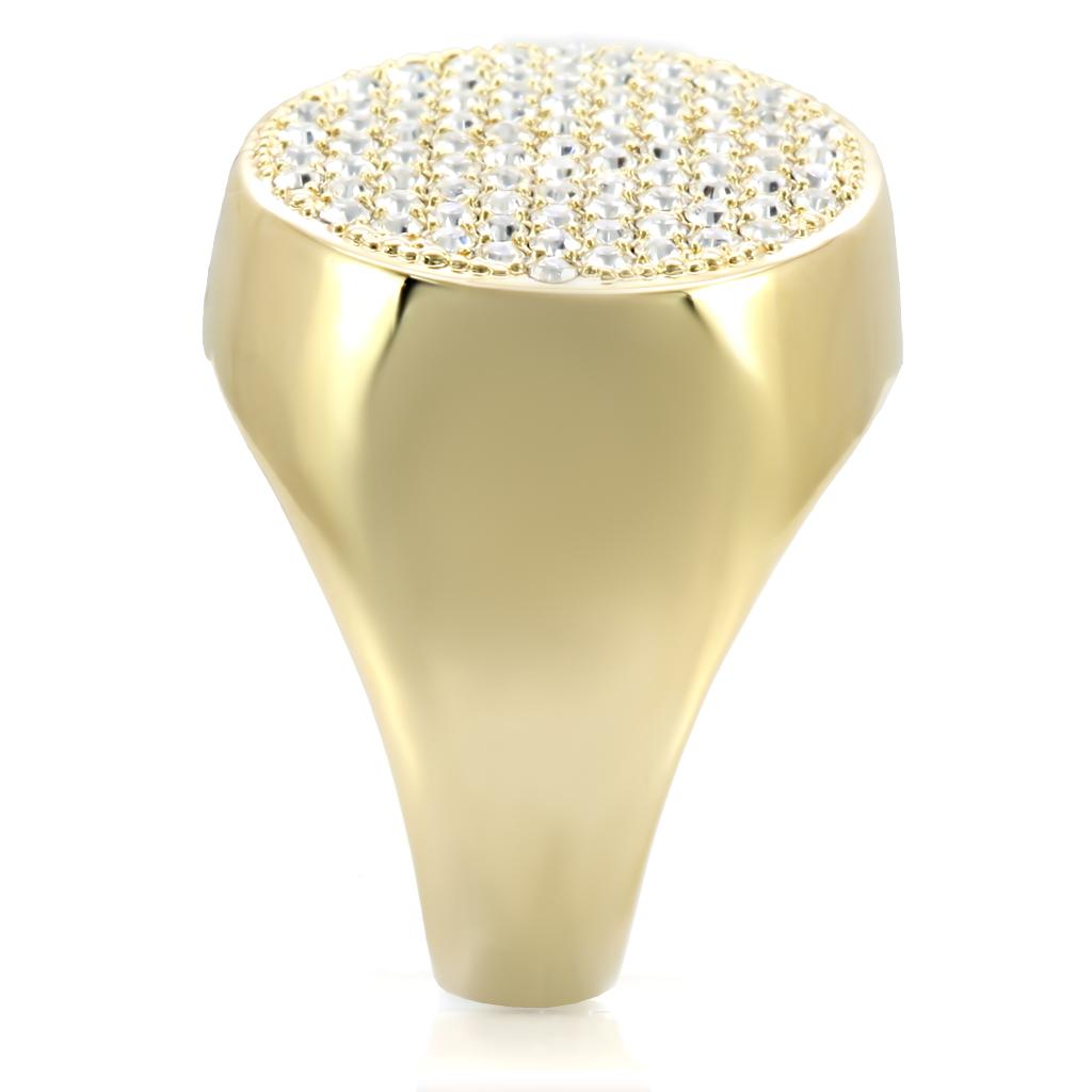 1W034 - Gold Brass Ring with Top Grade Crystal  in Clear-4