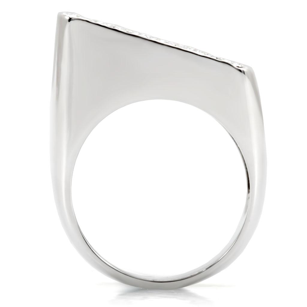 1W035 - Rhodium Brass Ring with Top Grade Crystal  in Clear-3