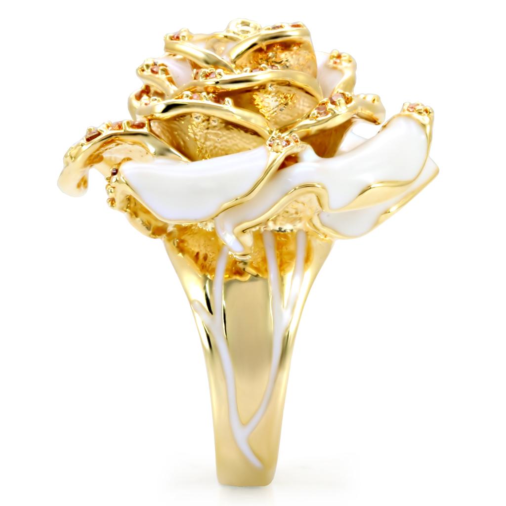 1W040 - Gold Brass Ring with AAA Grade CZ  in Champagne-4