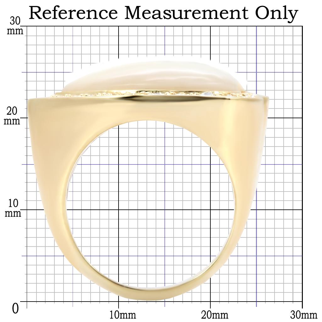 1W043 - Gold Brass Ring with Synthetic Synthetic Glass in White-1