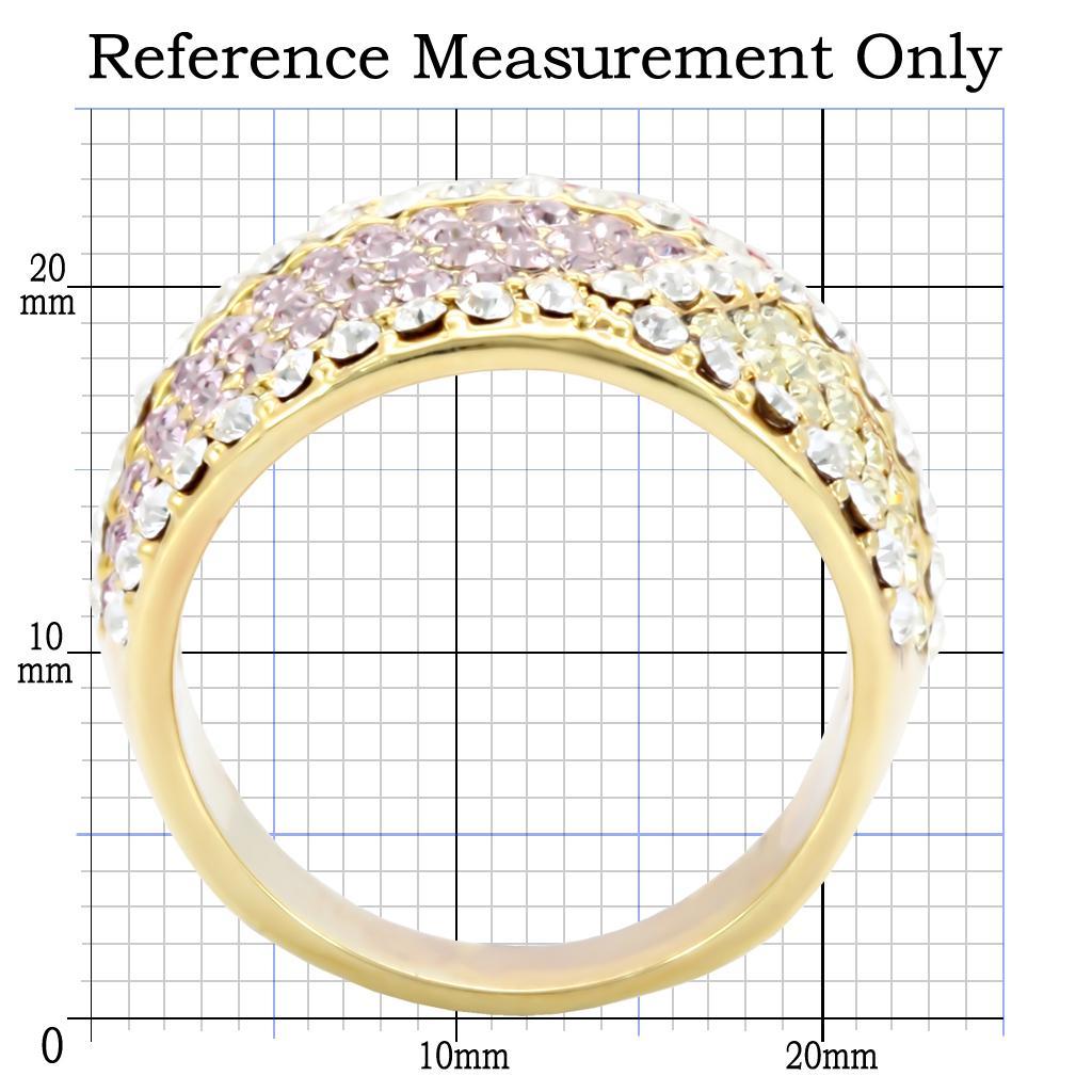 1W053 - Gold Brass Ring with Top Grade Crystal  in Multi Color-1