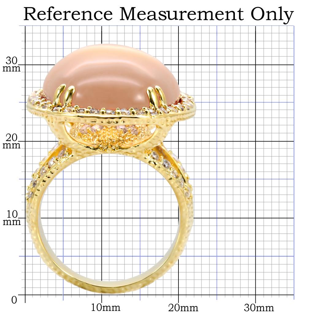 1W056 - Gold Brass Ring with Synthetic Synthetic Glass in Champagne-1