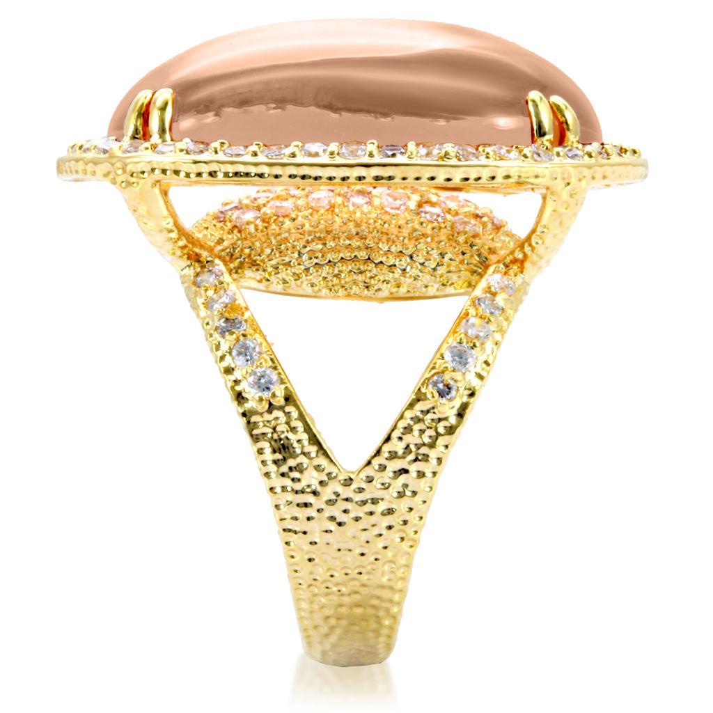 1W056 - Gold Brass Ring with Synthetic Synthetic Glass in Champagne-4