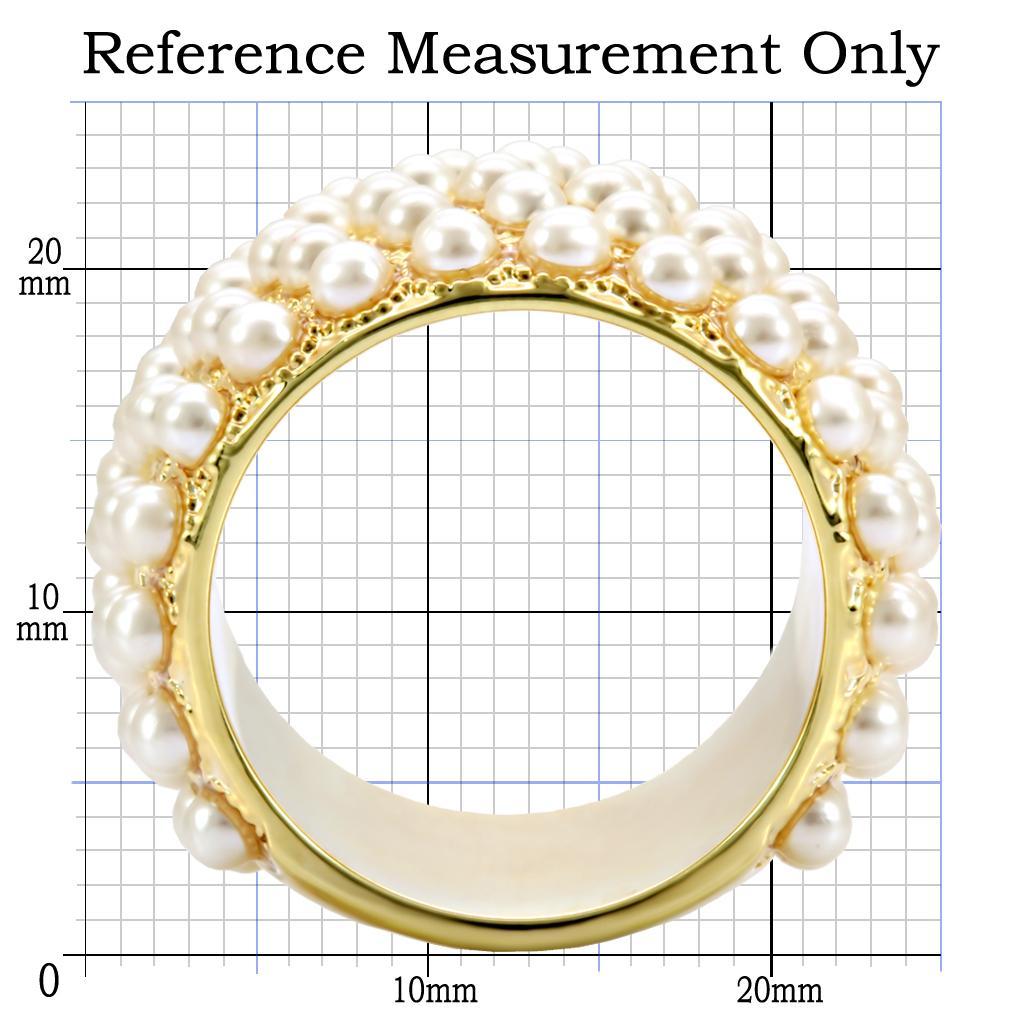 1W057 - Gold Brass Ring with Synthetic Pearl in Citrine Yellow-1