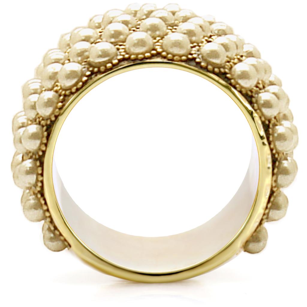 1W057 - Gold Brass Ring with Synthetic Pearl in Citrine Yellow-3