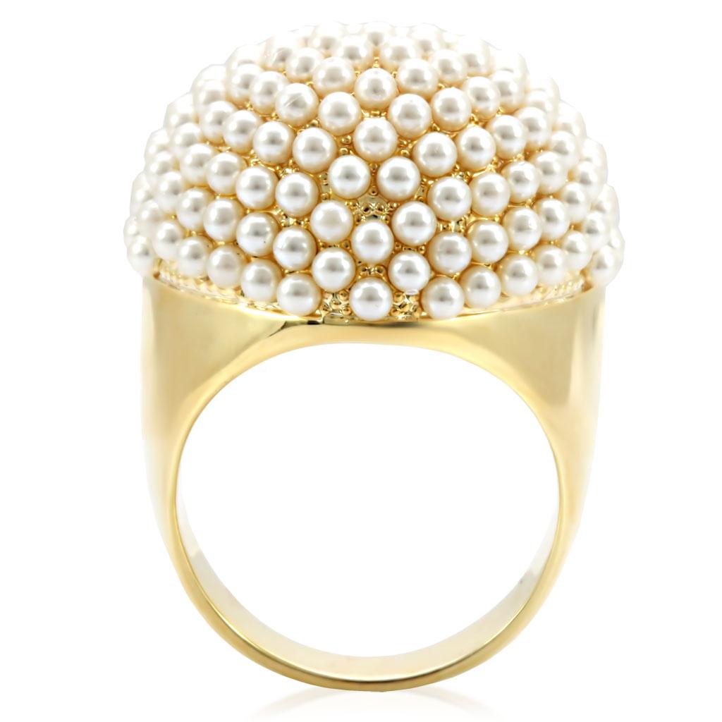 1W058 - Gold Brass Ring with Synthetic  in Citrine Yellow-3