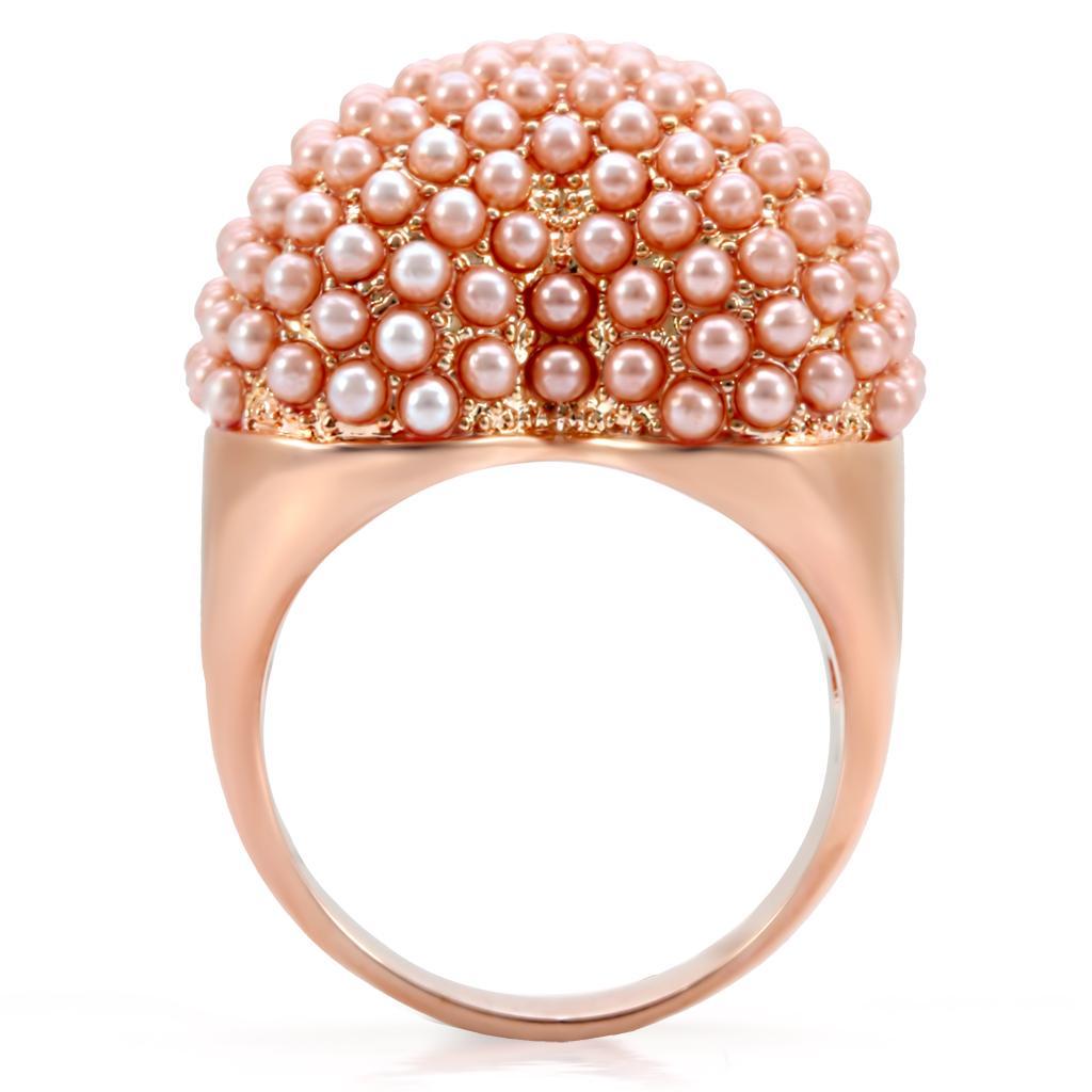 1W059 - Rose Gold Brass Ring with Synthetic Pearl in Rose-3
