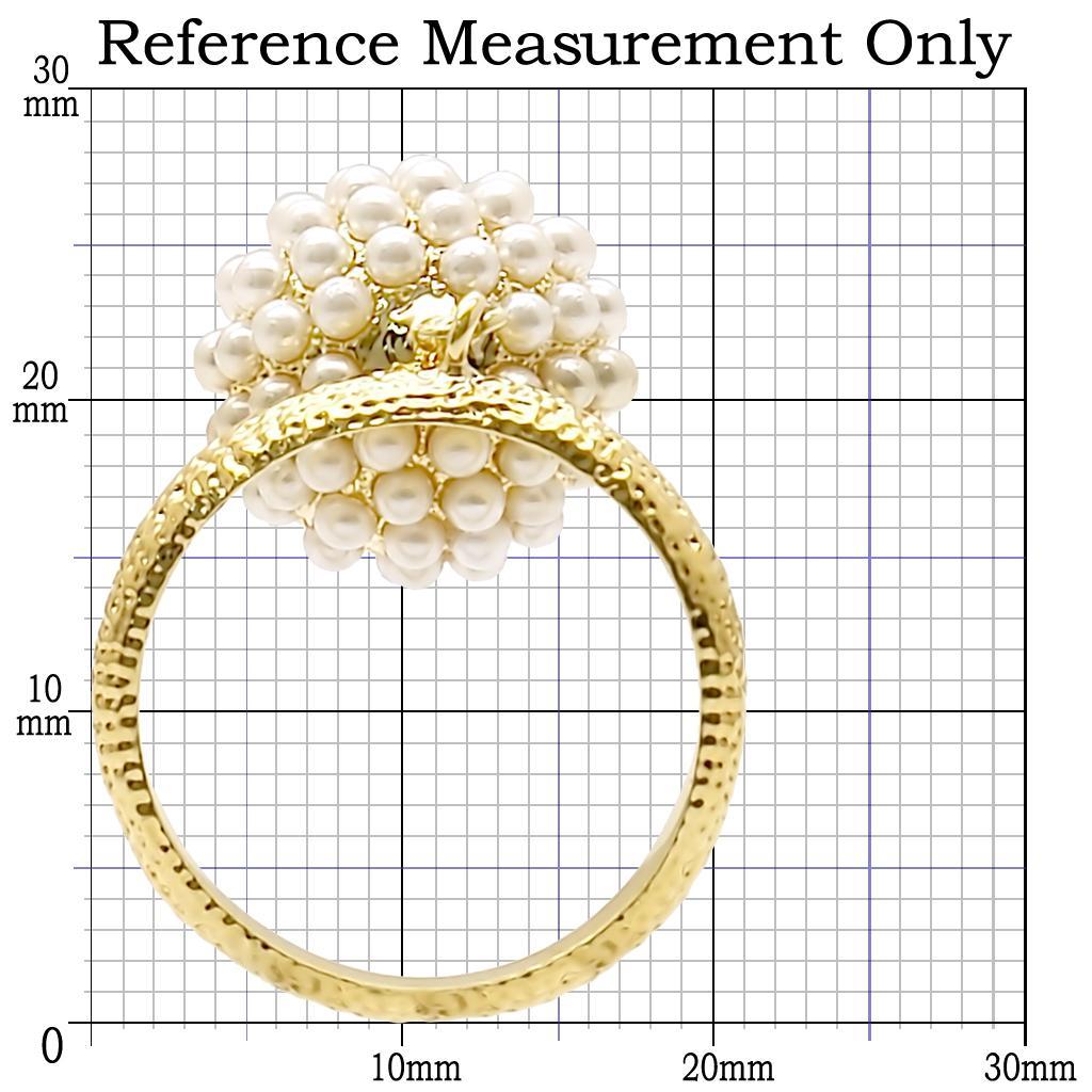 1W060 - Gold Brass Ring with Synthetic Pearl in Citrine Yellow-1