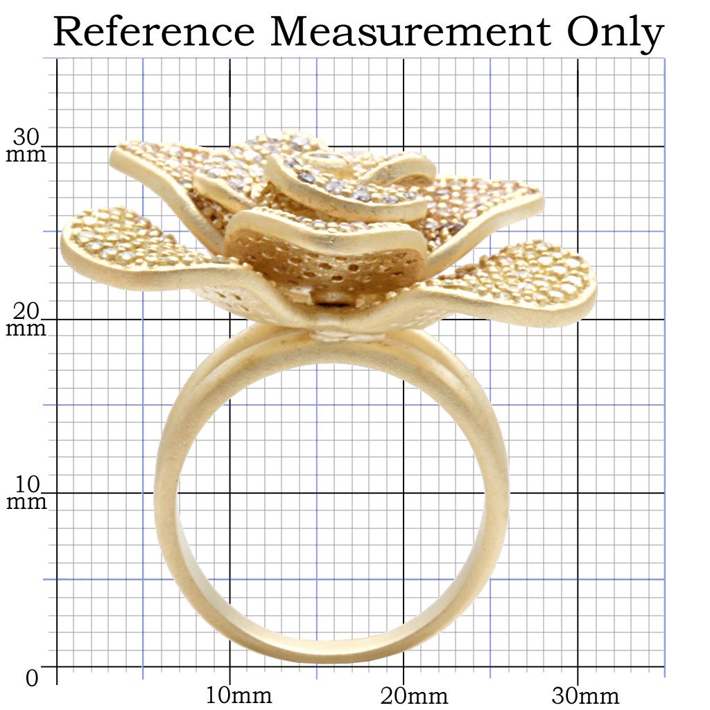 1W091 - Matte Gold Brass Ring with AAA Grade CZ  in Multi Color-1