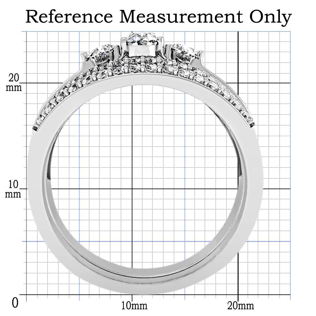 1W162 - Rhodium Brass Ring with AAA Grade CZ  in Clear-1