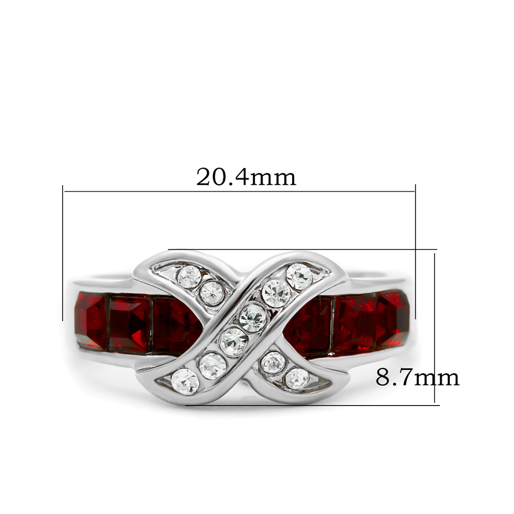 TK1388N - High polished (no plating) Stainless Steel Ring with Top Grade Crystal in Siam-3