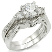 1W002 - Rhodium Brass Ring with AAA Grade CZ  in Clear-0